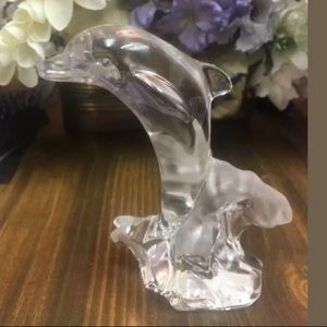 Lenox Crystal Dolphin With Frosted Waves NWOB